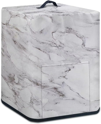 Air Fryer Cover, Insulated Dust Protection Kitchen Appliance Cover with Front Pockets and Top Handle, White Marble Gift