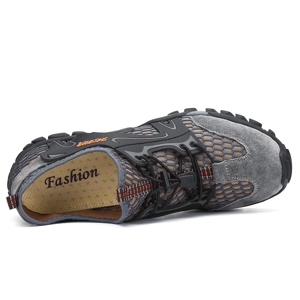 FLARUT Men's Sandals Barefoot Hiking Shoes Quick Dry Lightweight Outdoor Training Water Walking Shoes (Gray, EU44)