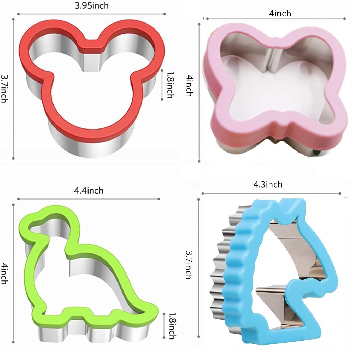 Sandwich Cutter Set, 13 Pack Fruit Cutters for Kids Lunch, Butterfly Dinosaur Unicorn Mousehead Food Shaped Cookie