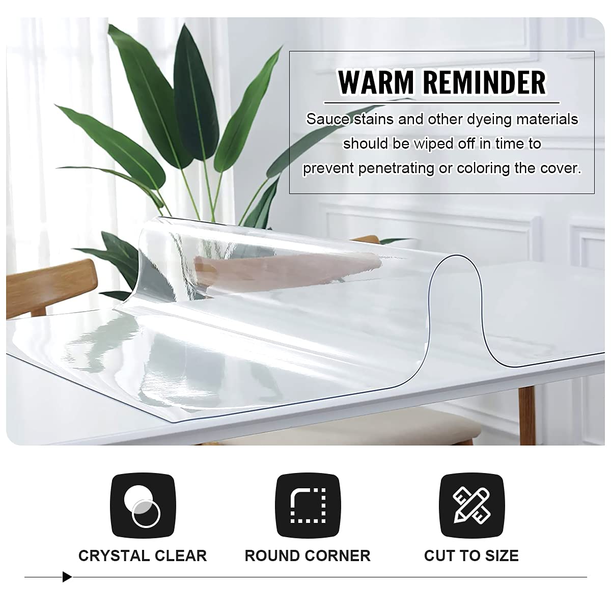 Royhom Clear Table Protector 42 x 90 Inch - 2mm Thick Plastic Table Cover, Clear Table Cover Protector Rectangle, Waterproof PVC Desk Mat for Coffee Table, Writing Desk, Dining Room, Dresser