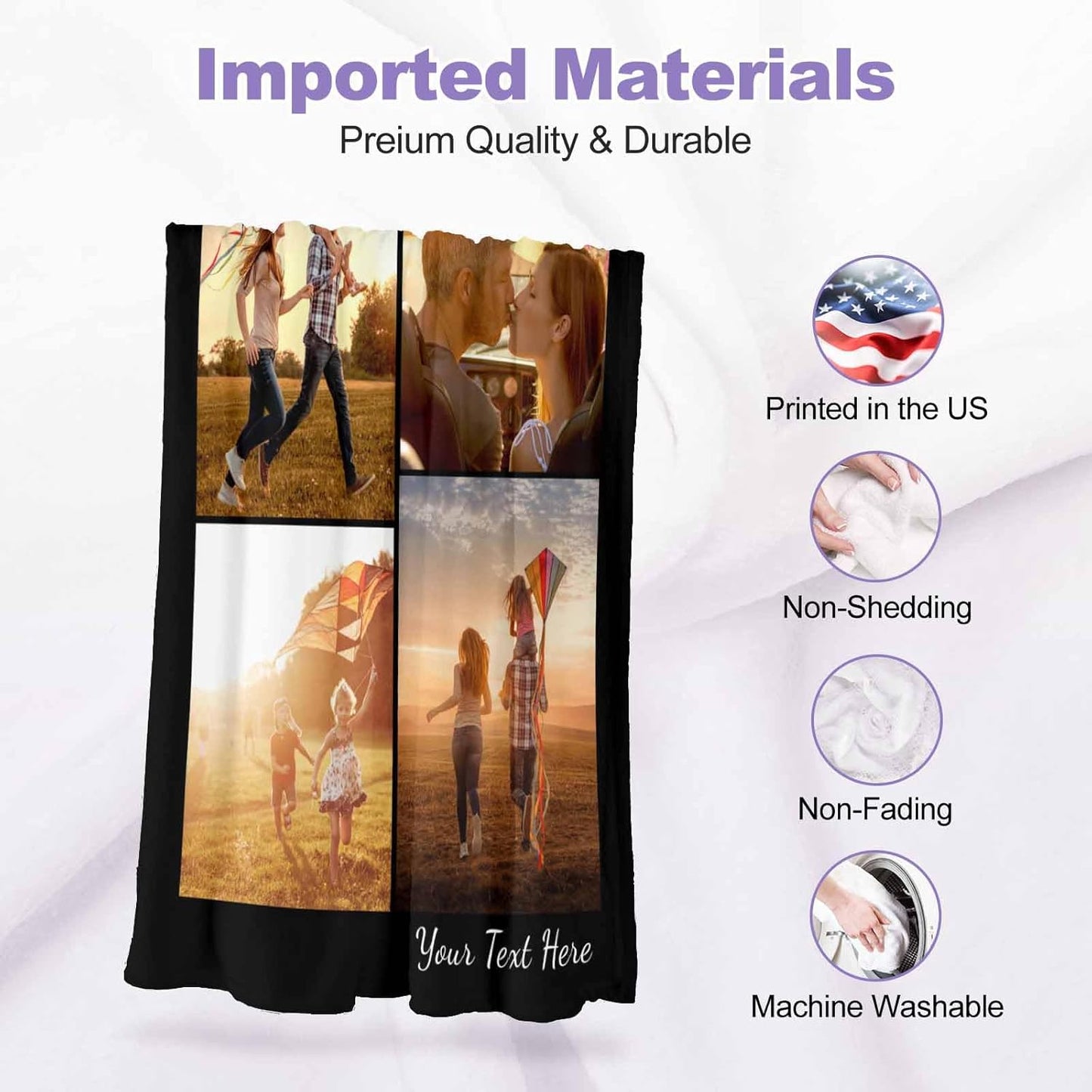 AOFUN 4 8 Personalized Photo Blanket, Photos Custom Blankets Photo Blankets Customize for Mom Grandma Wife Women from