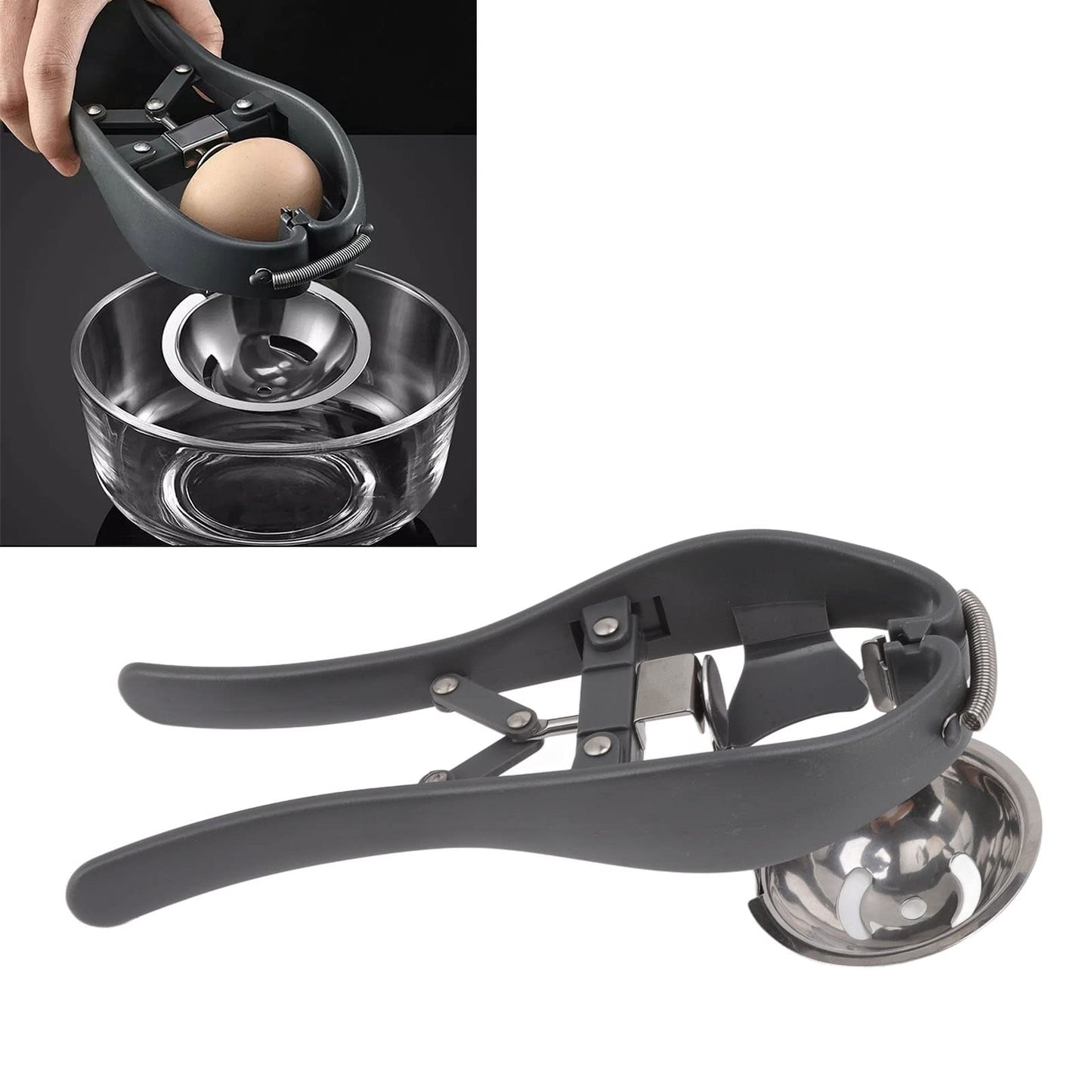 Egg Cracker, Stainless Steel Egg Separator, Professional Handheld Automatic Quick Egg Opener Egg Separator for Kitchen Tools
