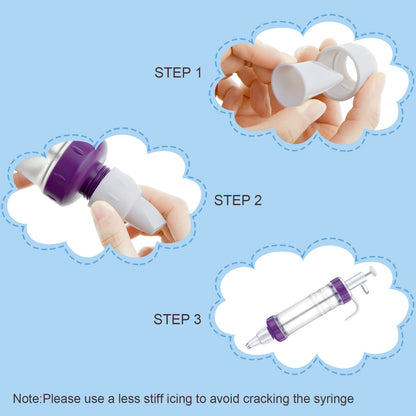 Eaasty Dessert Decorating Syringe Set, Cupcake Frosting Filling Injector with 7 Plastic Icing Nozzles and 3 Cream Scrapers Dessert Cream Piping Syringe Nozzles Kits for Cake