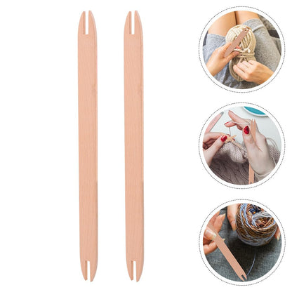 EXCEART 2 Pcs Wooden Weaving Shuttle Beech Wood DIY Weaving Tool Sweater Scarf Tapestry Sticks Crochet Hook Tools for Knitted Crafts Accessories