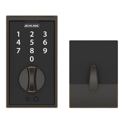 SCHLAGE BE375 CEN 622 Touch Keyless Touchscreen Electronic Deadbolt Lock, Matte Black