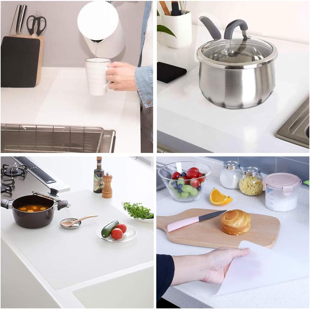 Waterproof Silicone Placemats, Non-Stick Baking Mat for Kids, Heat Resistant Countertop Protector Pads (Clear, 3pack)