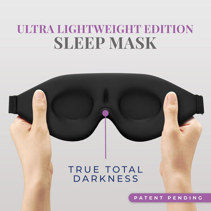 Sleep Mask [2 Pack] - Eye Mask for Sleeping - Patented, Contoured, 100% Blackout, Zero Pressure Sleeping Masks for Women and Men, Blindfold and Eye Covers - S2 Black