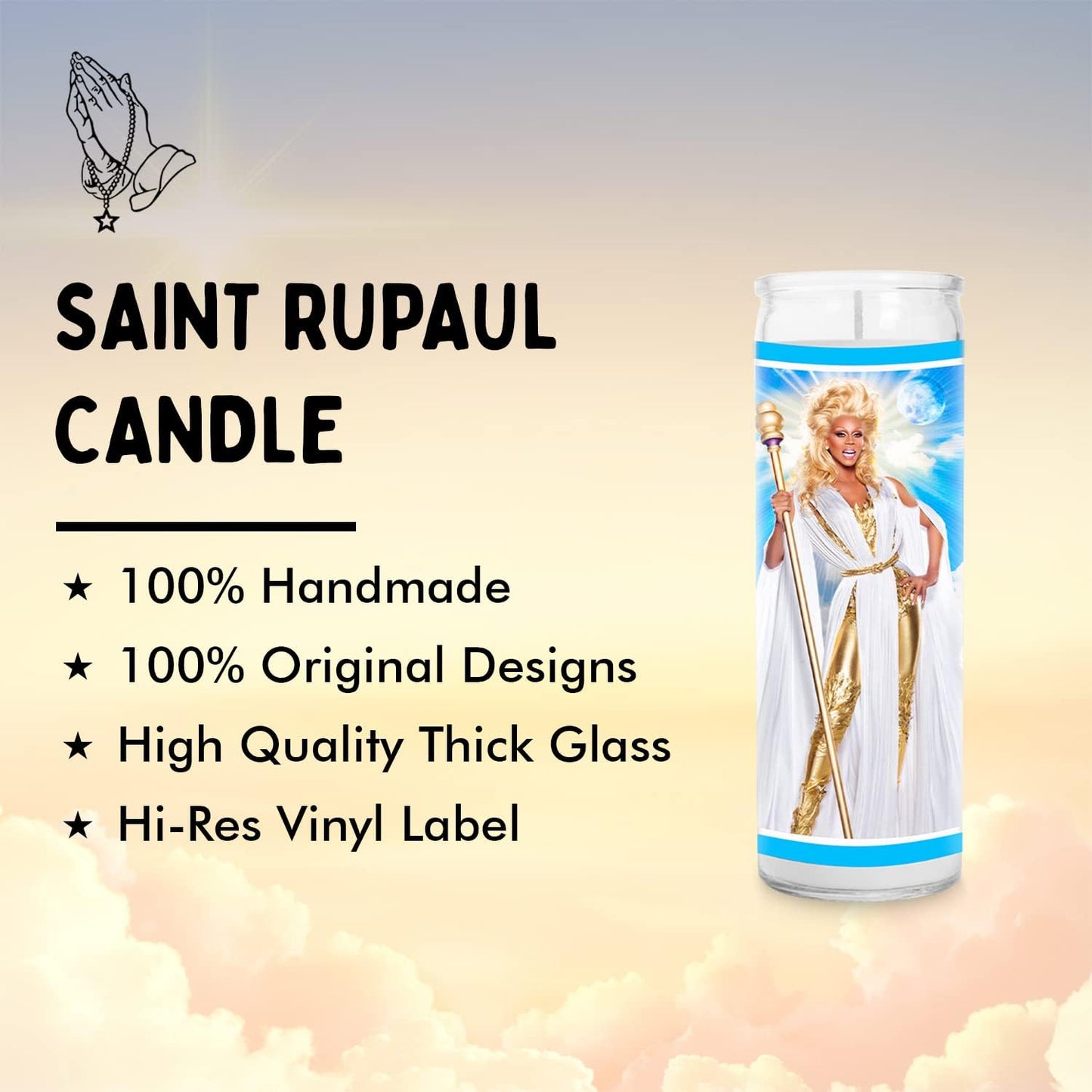 Drag Queen Celebrity Glass Jar Candle, Unscented Handmade Soy Wax Votive, Unique Gift for Pop Culture Fans