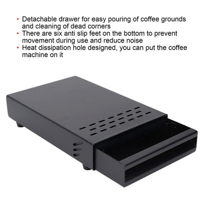 Stainless Steel Coffee Knock Box Drawer With Non Slip Feet, Rubber Lever Coffee Machine Drawer For Household Shop Knockbox With Drawer Coffee Knockout Drawer(Black)