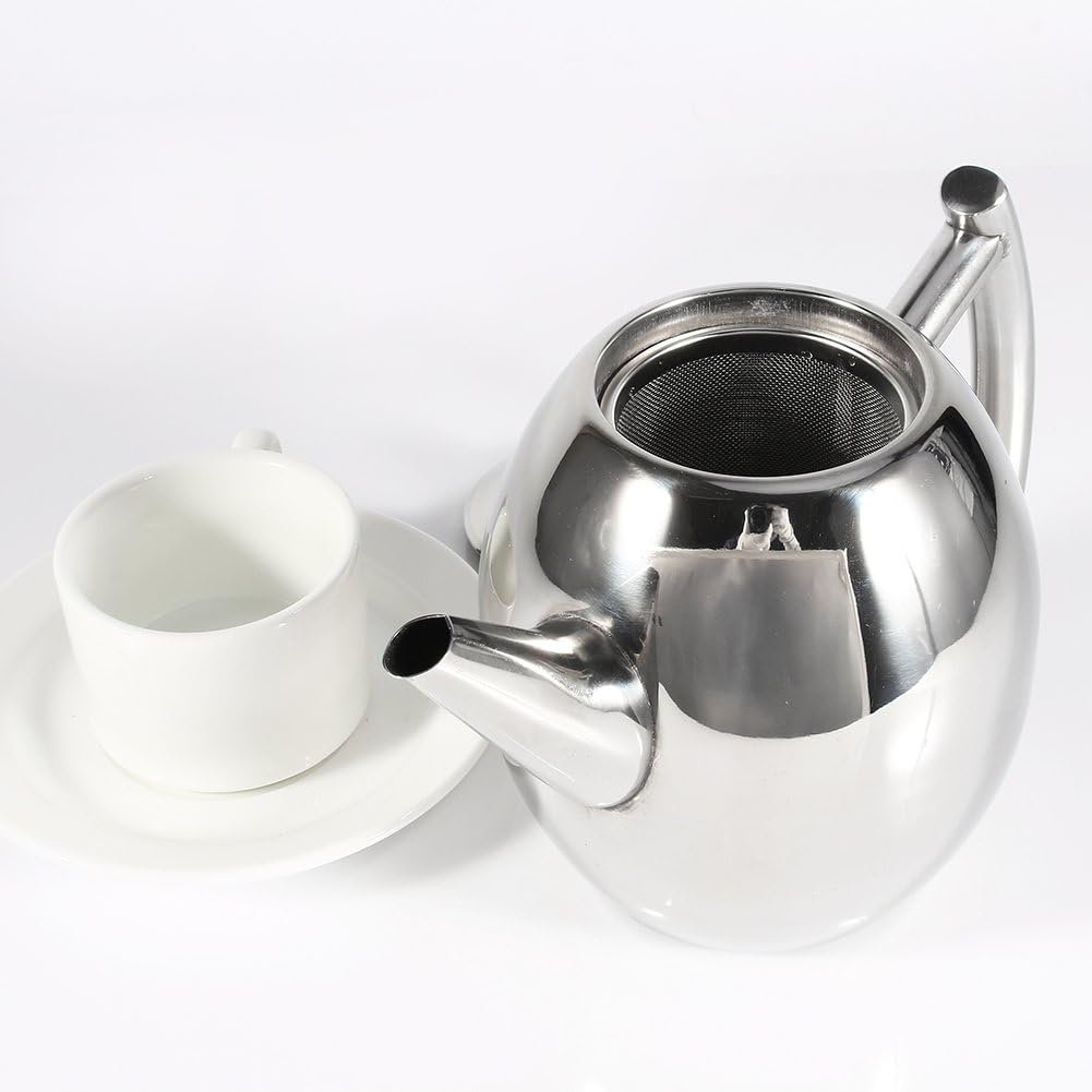 Coffee Tea Pot - Stainless Steel Teapot with Filter, Large Capacity Polished Kettle for Home, Hotel, Cafe (1000ML)