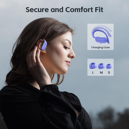 Wireless Earbuds, Bluetooth 5.4 Headphones, True Wireless Stereo Sound Earphones with Noise Cancelling Mic, Fast Charging, IPX7 Waterproof, Comfort Fit Ear Buds for Sports/Workouts/Travel (Purple)