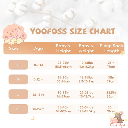 Yoofoss Baby Sleep Sack - 100% Organic Cotton Wearable Blanket for 18-24 Months | Lightweight 2-Way Zipper