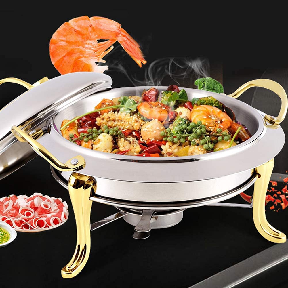 FENOKD Chafing Dish Set of 2, Stainless Steel Round Buffet Chafer for Catering, Party, Wedding, Dinner Serving with Pans and Fuel Holders, Full Size,B.C