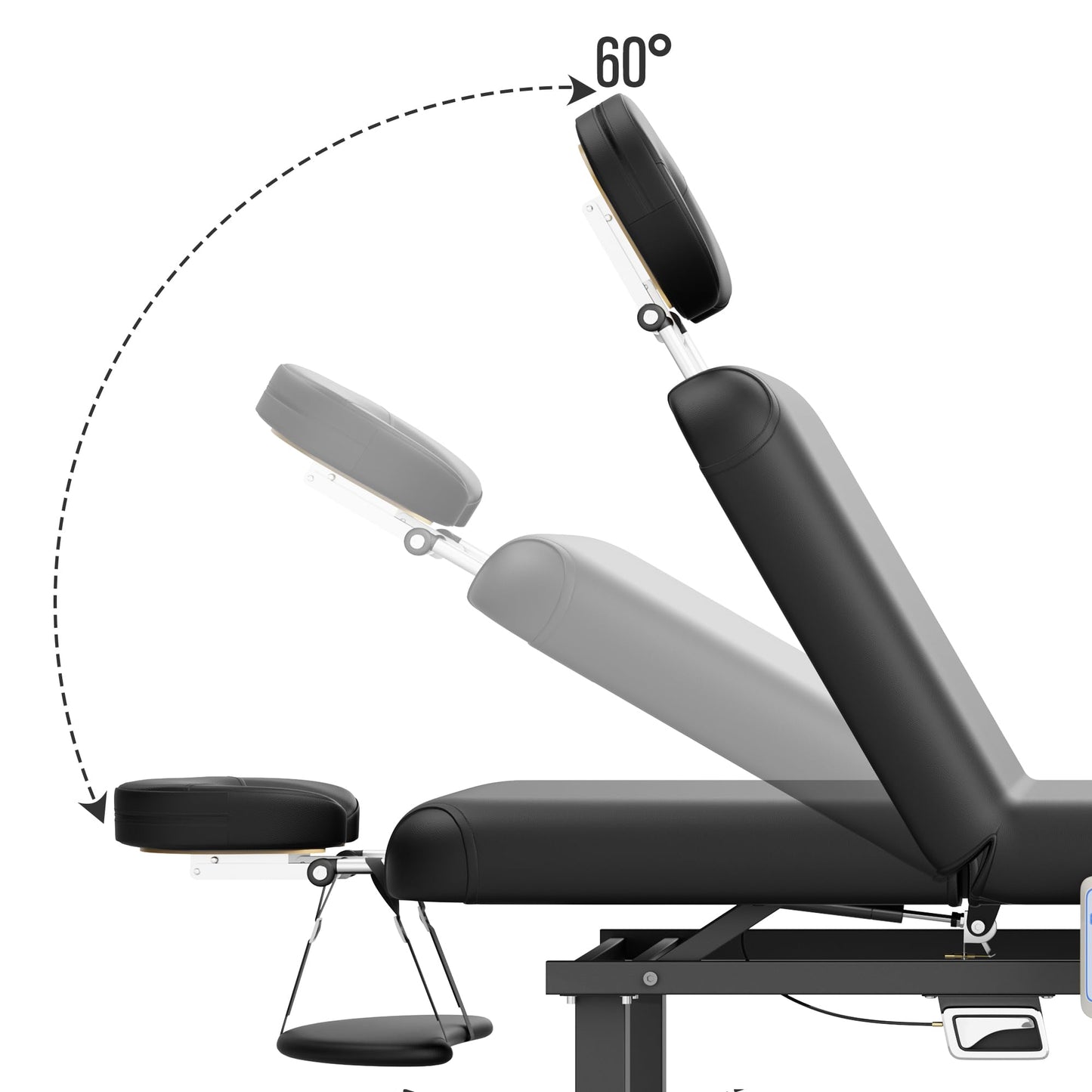 Dolonm Heating Function 30 Wide x 75 Long Heavy Duty Electric Stationary Massage Table with Backrest Adjustable and Storage Space for Treatment/Medical Spa/Facial/Beauty/Massage Bed and More - Black