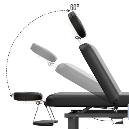 Dolonm Heating Function 30 Wide x 75 Long Heavy Duty Electric Stationary Massage Table with Backrest Adjustable and Storage Space for Treatment/Medical Spa/Facial/Beauty/Massage Bed and More - Black