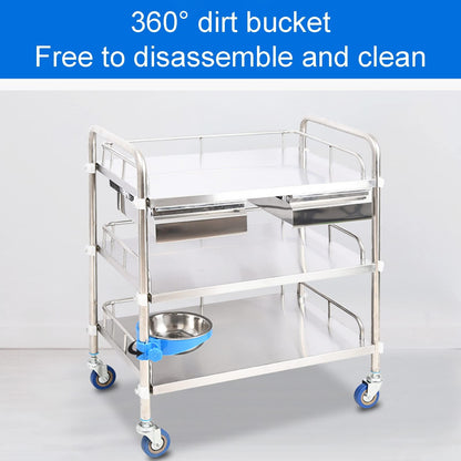 Medical Cart, Stainless Steel Utility Cart Catering Cart, Larger 3 Shelf Heavy Duty Lockable Hospital Cart Medical Cart, With 360°Rotate Wheels Mobile Care Car Clinic Carts ( 120x60cm(47.2x23.6in))
