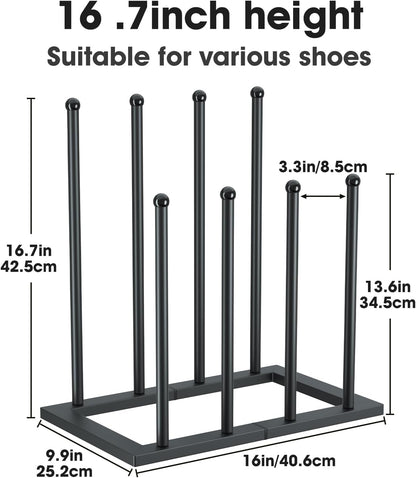 4 (Black-4 Urban Deco Free Standing Shoe Racks, Boot Organizer for Tall Boots, Black Metal Boot Rack Fit for Pairs