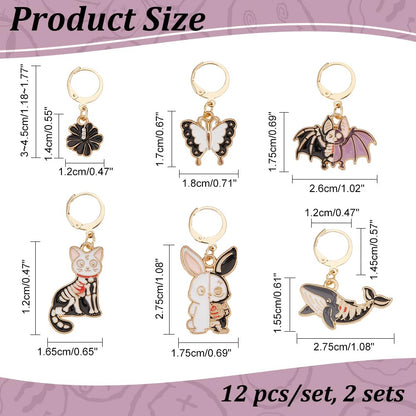 NBEADS 24 Pcs 6 Styles Enamel Crochet Stitch Markers, Removable Leverback Hoop Locking for Knitting, Weaving, Sewing, Needleworks, and Jewelry Making