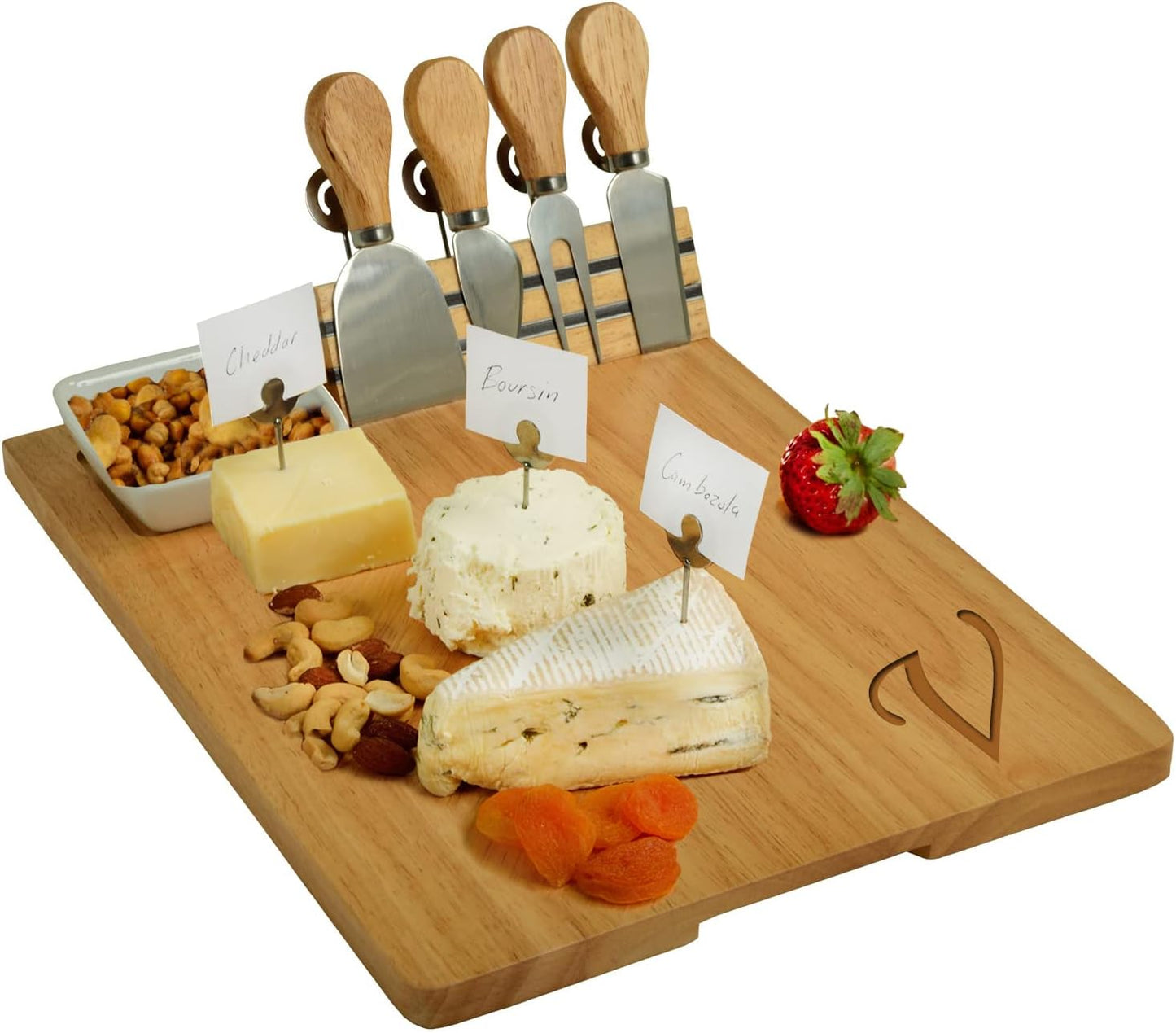 Monogrammed 4 Picnic at Ascot Personalized Laser Engraved Hardwood Board for Cheese & Appetizers - Includes Cheese