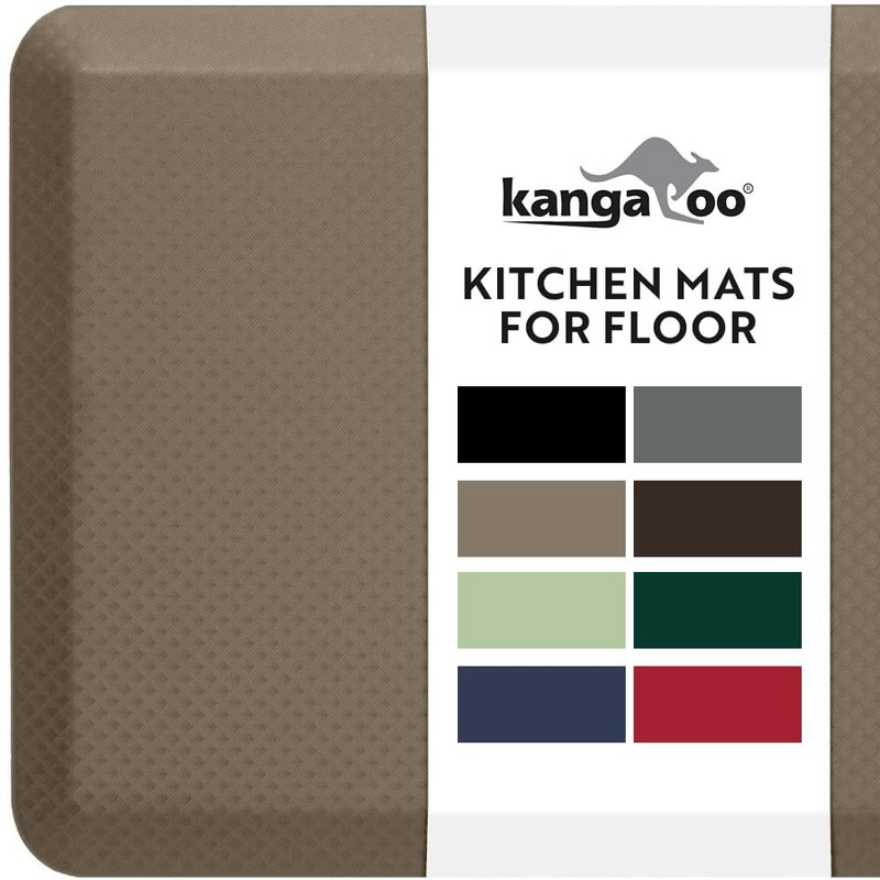 KANGAROO Anti Fatigue Mats for Kitchen Floor, 39x20, Reduce Foot, Knee, Back Pressure, 3/4 Inch Thick Cushioned Ergonomic Mat, Waterproof Comfort Rug for Under Sink, Standing Desk, Store Floors, Beige