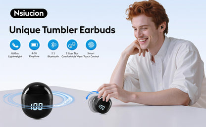 Invisible Mini Sleep Earbuds Wireless Bluetooth, Ultra-Light Comfort Fit Sleep Headphones for Side Sleepers, Unique Tumbler Portable Charging Case, Soft In-Ear Ear Plugs for Sleeping Small Ears Gym
