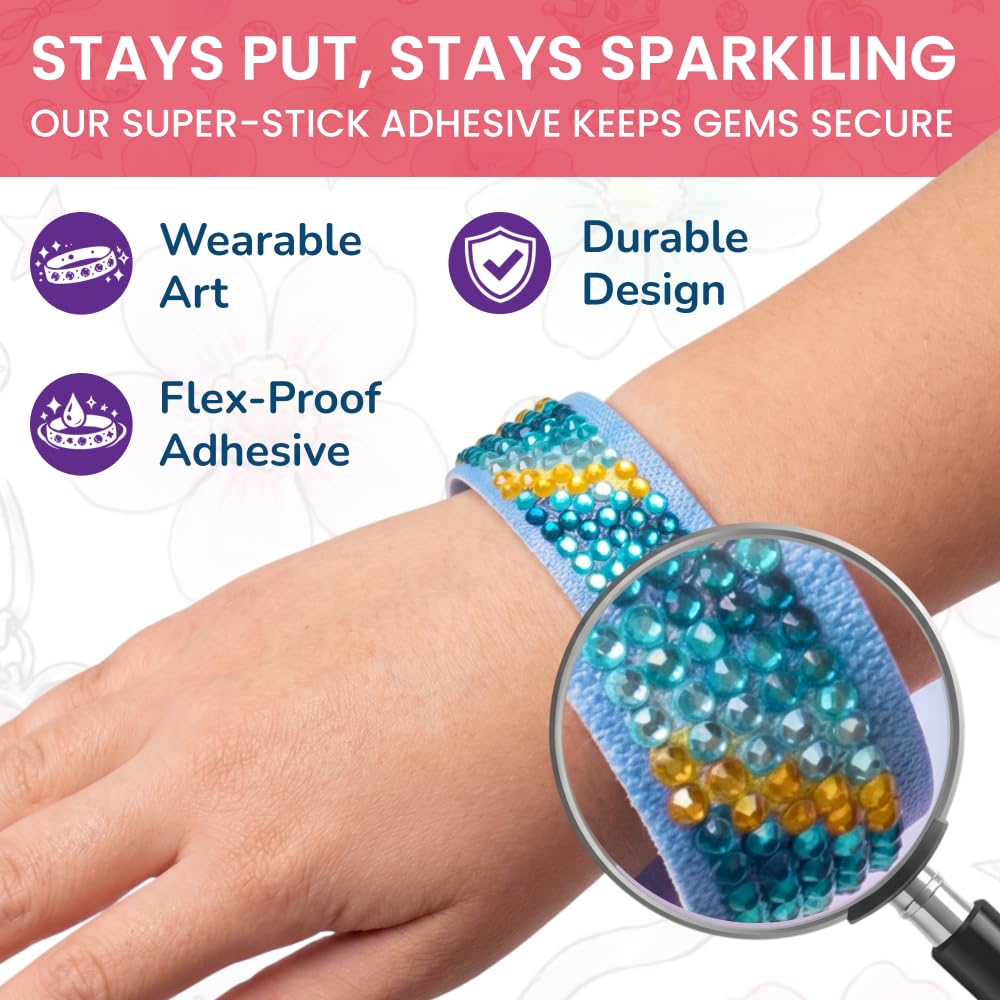 Diamond Art Bracelet Kit - Includes 6pcs - Bracelet Making Kit for Girls - Diamond Art Kits for Kids - Kids Diamond Art - Gem Art for Kids - Diamond Art for Kids - DIY Bracelet Making Kit for Girls
