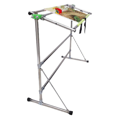 ELUKHT Stainless Steel Cross Stitch Frame, Adjustable Embroidery Hoop Holder, with 2 Levels Adjustable Height and Back Angle 25°, No-Bend Design, for Arts Crafts Sewing Needlework