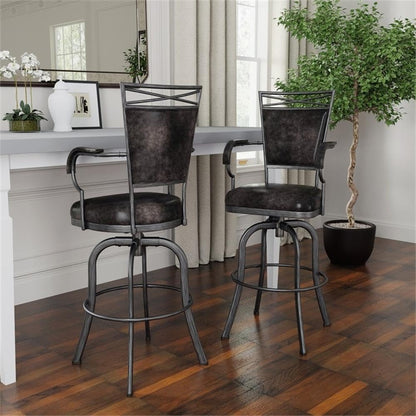 Hillsdale Bridgetown Metal Bar Height Swivel Stool, Pewter