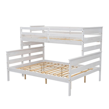 Acosure Solid Wood Twin XL Over Queen Bunk Bed with Ladder and Slat Support,Bedroom Detachable Bed Frame w/Easy Assembly & No Box Spring Required,for Kid Adult Boy Girl Teen,White
