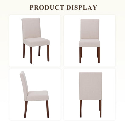 MALOL Upholstered Dining Chairs Set of 4, Fabric Dining Room Chairs, Modern Wooden Dining Chair, Kitchen Side Chairs, Farmhouse Dinner Chair with High Back for Kitchen, Beige