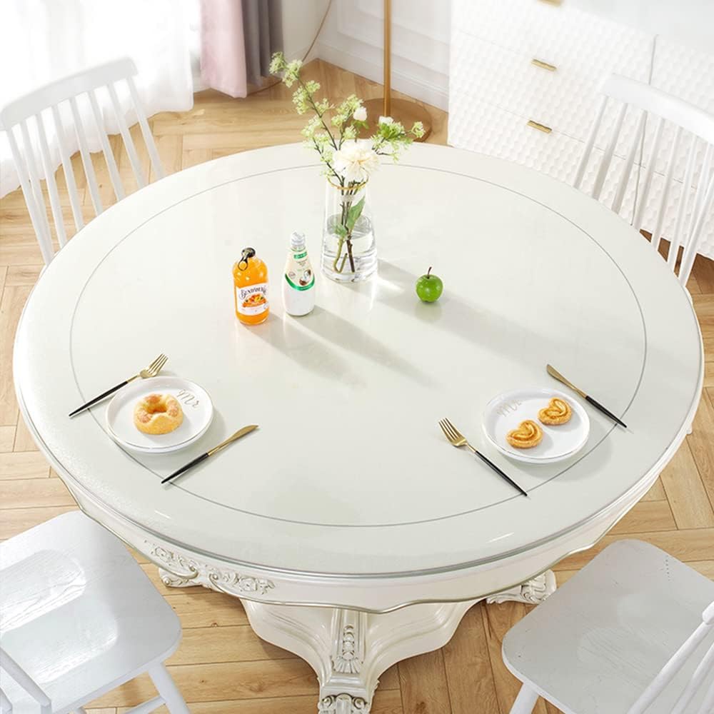 28 Inch PoPoTo Dia Clear Round Table Cover Protector Mat Sofa Side Dining Coffee End Tabletop Protector PVC Plastic