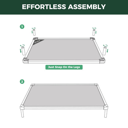 FXW TitanNest Chew-Proof Elevated Dog Bed, Raised Cot for Indoor/Outdoor/Camping Use, Durable & Waterproof Cooling Pet Bed for Large Dogs, 47.0" L x 29.0" W x 7.3" H, Black
