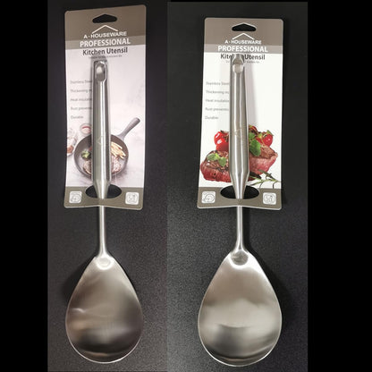 A · HOUSEWARE Rice Scooper Spoon Stainless Steel Paddle Serving Spatula Ladle Cooking Utensil for Restaurant and Home Kitchen Heat Proof Handle Durable 11.6 Inches
