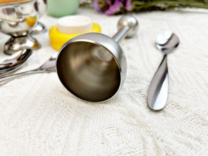 10 Pcs Egg Cups for Soft Boiled Eggs, Jawbush Egg Cracker Topper Set for Raw Hard Boiled Eggs, 4X Egg Spoons, 4X Egg Cups, 1x Magnet Egg Piercer, 1x Stainless Steel Egg Topper Egg Guillotine