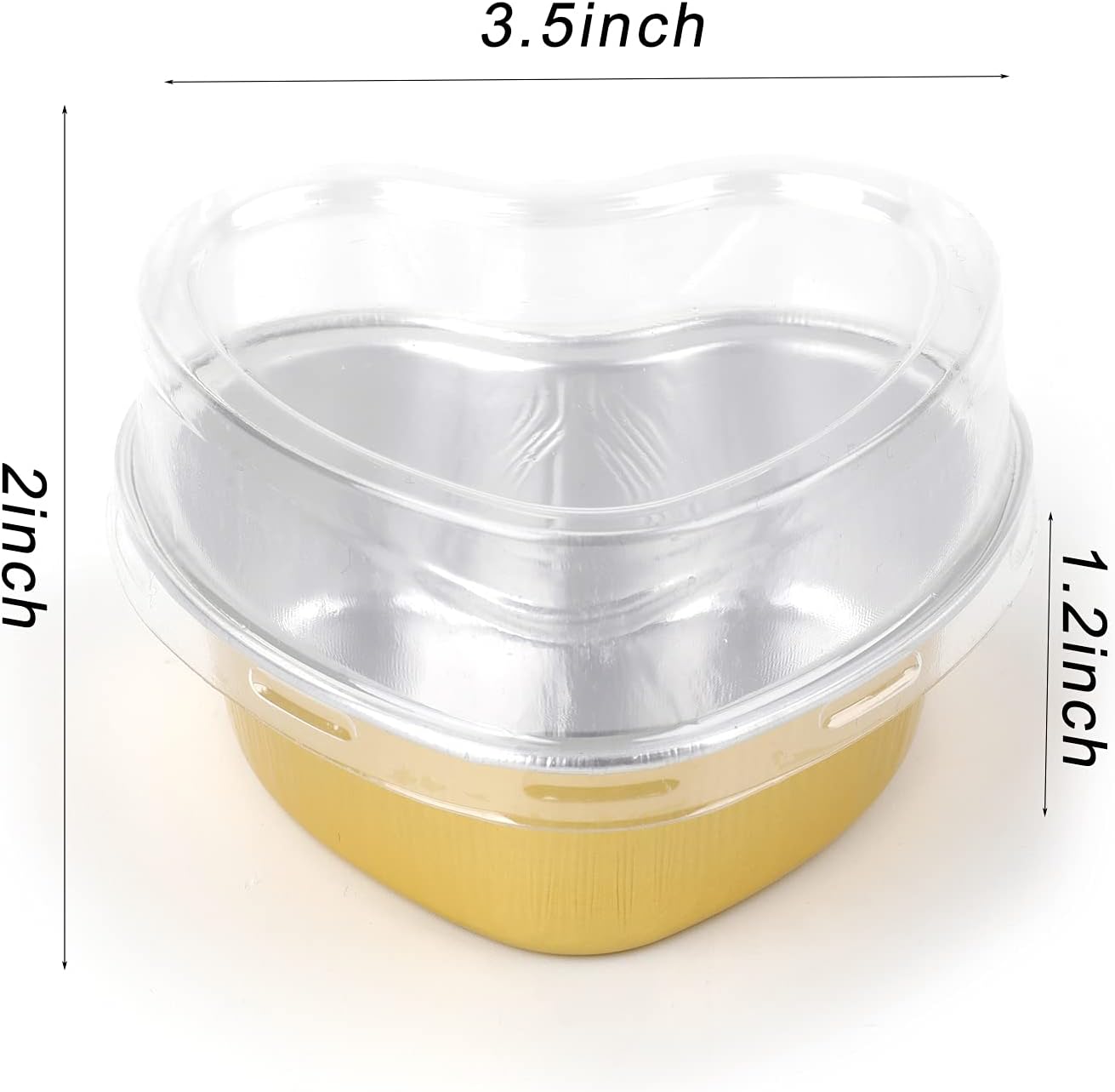 SOUJOY 100 Pieces Heart Shaped Baking Cups, 3.4 oz Aluminum Foil Cake Pan with Lids for Cupcake Ramekin