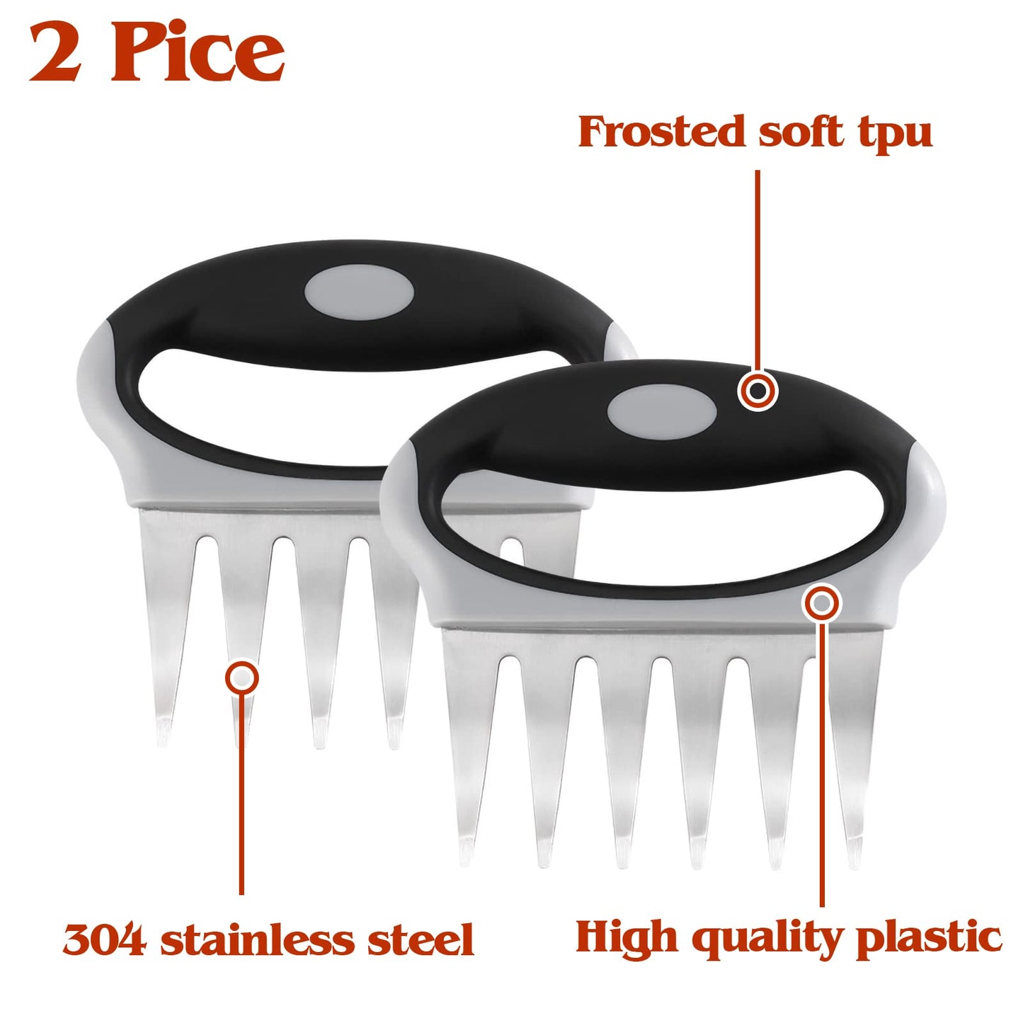 Lisnoway Meat Claws for Shredding, Metal Set of 2 Tools, Chicken Shredder, Meat Shredder Claws, BBQ Shredding Claws, Pulled Pork, Bear Claws, Pork Shredding Claws Shred Cut Meats