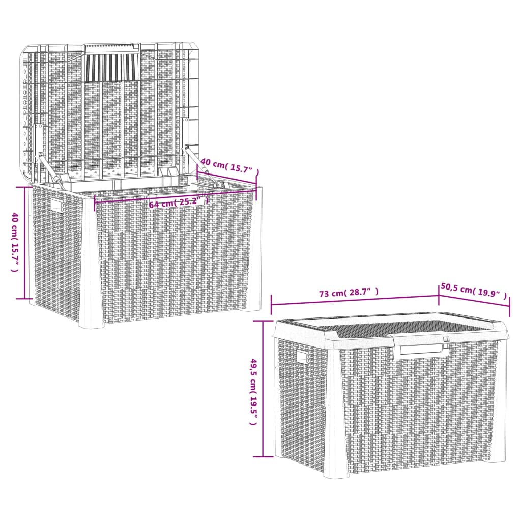 Kalmrek Patio Storage Box Brown 33 gal Polypropylene Resin Wicker Garden Deck Porch Outdoor Storage Chest Bench with Lockable Lid and Gas-Lift Mechanism for Cushion Pillow Tool Organization