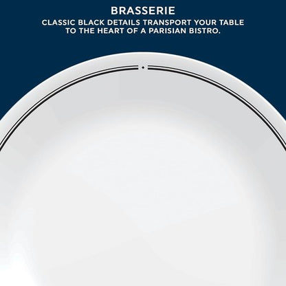 Corelle 6-Piece 8.5" Lunch Round Plates, Vitrelle Triple Layer Glass, Lightweight Round Plates, Salad Plates, Chip and Scratch Resistant, Microwave and Dishwasher Safe, Brasserie, Medium