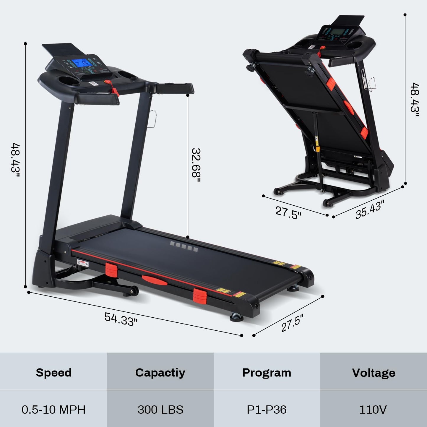 ATEEDGE Treadmills for Home, 15% Auto Incline, 0.5-10 MPH, 18" Belt, 3 HP, 350lb Capacity, Foldable, Bluetooth App
