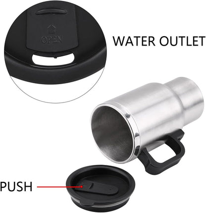 Hot Water Kettle Electric, Travel Kettle, 12V 450ml Stainless Steel Car Heating Cup, Portable