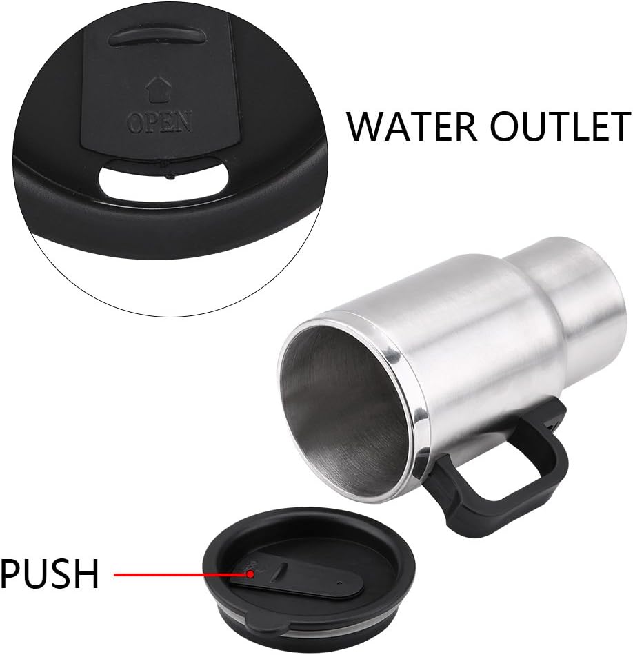 12V Electric Cup for Car, Stainless Steel Travel Heating Cup for Coffee Tea (12V 450ml)