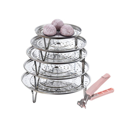 5 Pack Stainless Steel Cooking Steamer Rack with Detachable Legs for Baking Cooking, Steaming (7" 8" 8.8" 9.5" 10.2'')