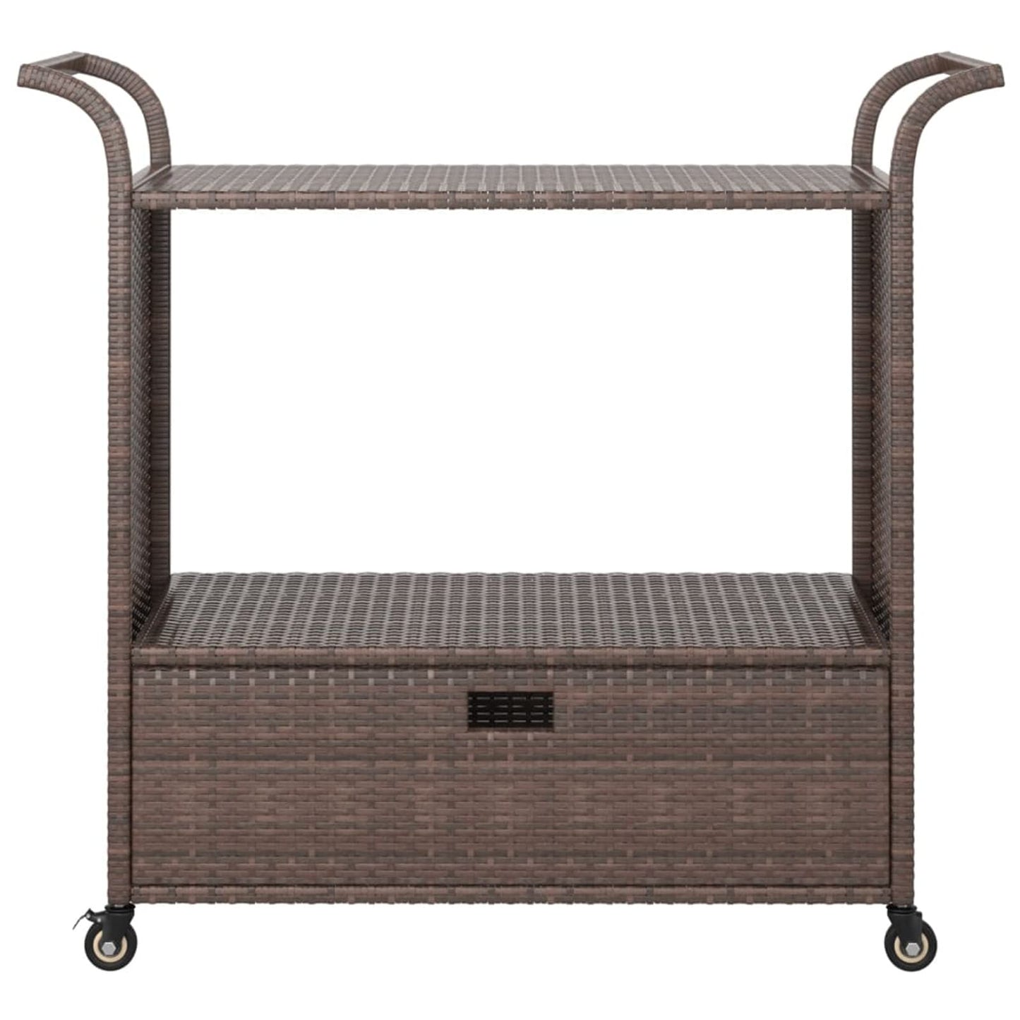 Gecheer Bar Cart with Drawer Brown 39.4"x17.7"x38.2" Poly Rattan 1103206A