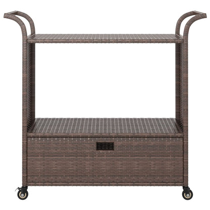 Gecheer Bar Cart with Drawer Brown 39.4"x17.7"x38.2" Poly Rattan 1103206A
