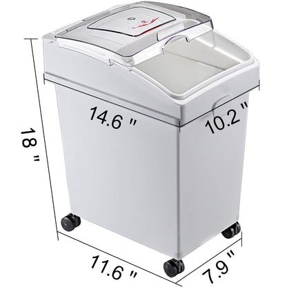VEVOR Ingredient Bin, 5.2 Gallons Capacity Ingredient Storage Bin, 3 Pcs/Set, PP Material Flour Bins On Wheels, White Shelf Ingredient Bin with Scoop and Sliding Lid, Commercial Storage Bins