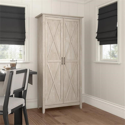 Bush Home Key West Kitchen Pantry Cabinet in Washed Gray