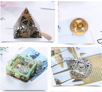 Foraineam 300 Gram (Approx. 210pcs) Assorted Antique Steampunk Gears Charms Pendant Clock Watch Wheel Gear for Crafting, Jewelry Making