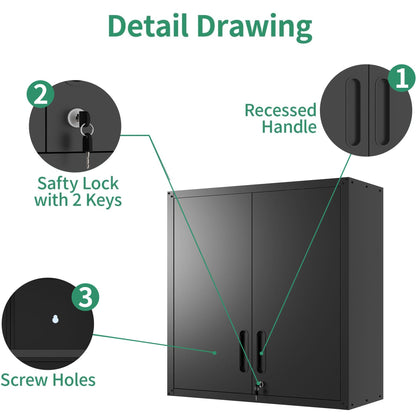 VIYET Metal Tool Cabinet,Garage Storage Cabinet System,Wall Cabinet & Locking Rolling Tool Cabinet with Doors and Adjustable Shelves,Steel Tool Cabinets for Home