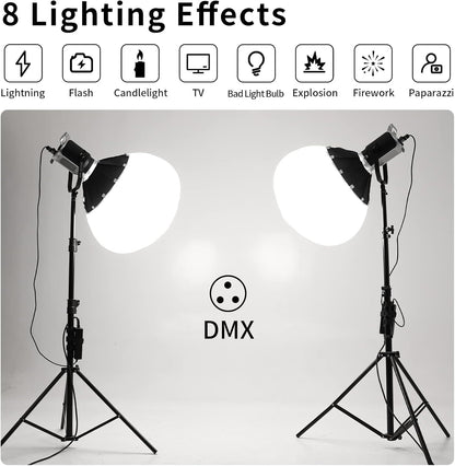 GVM 200W LED Video Light with Lantern Softbox, SD200D Photography Studio Lighting Kit with Bluetooth/DMX Control, 93000lux@0.5m 3200K-5600K Bi-Color Continuous Output Lighting for YouTube