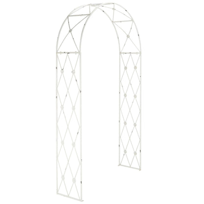 SAFAVIEH Outdoor Collection Atticus Antique White Wrought Iron Lattice Arch Garden Arbor